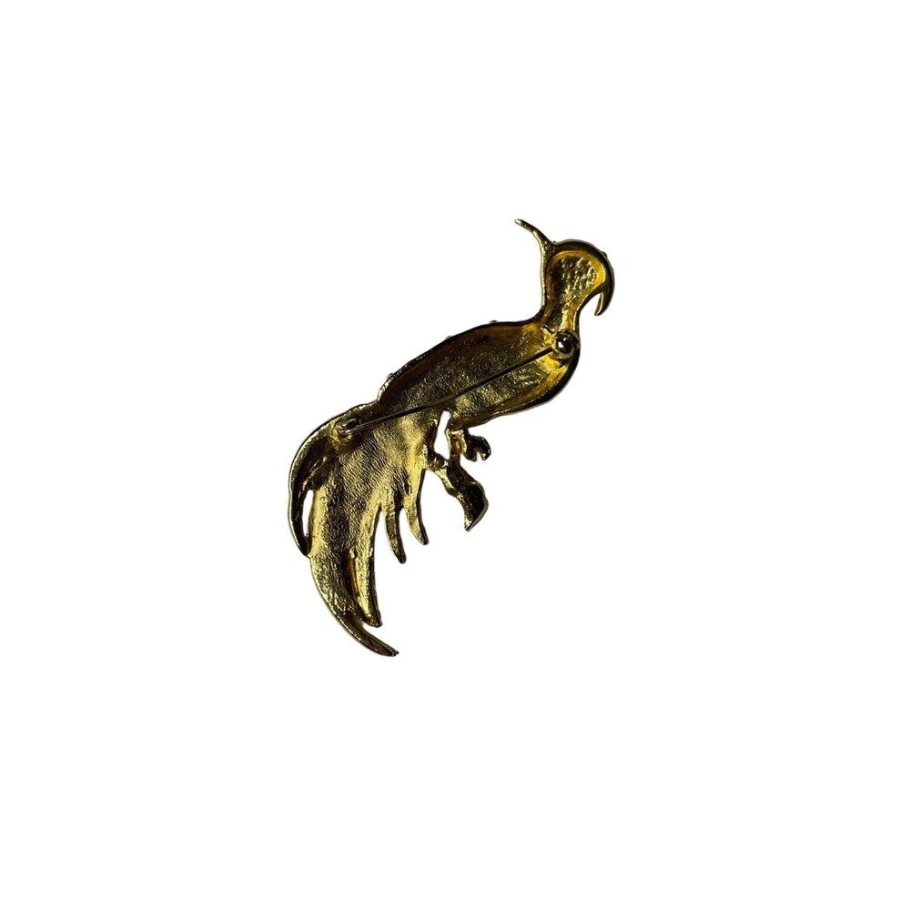 Vintage 1950's Peacock Brooch Pin‎ Unsigned Gold Tone Peacock Brooch Pin - Picture 2 of 3